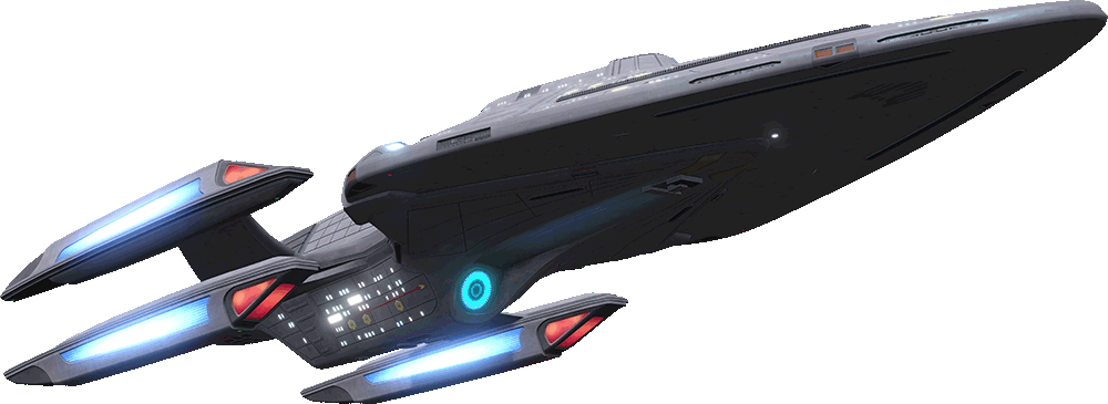 Angled underside view of the USS Typhon