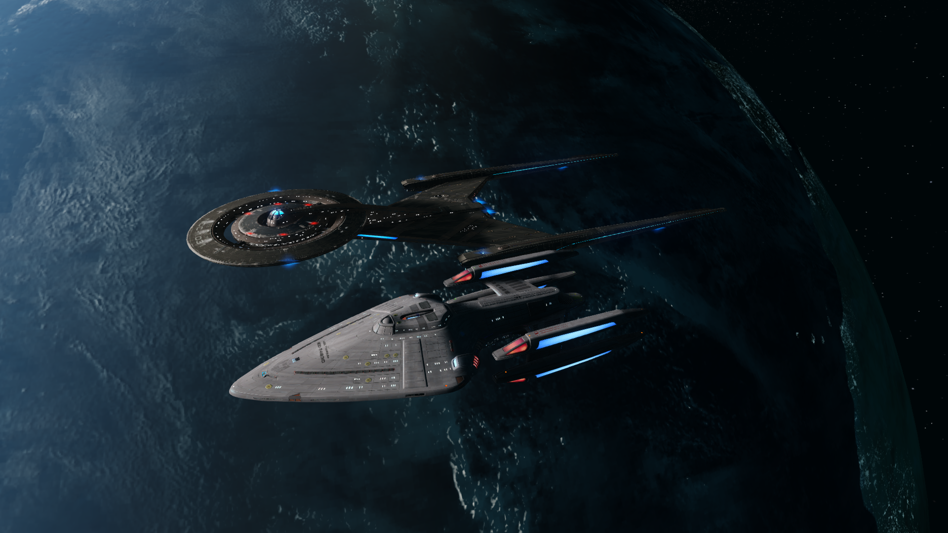 Star Trek Online size comparison of the Typhon and USS Discovery
