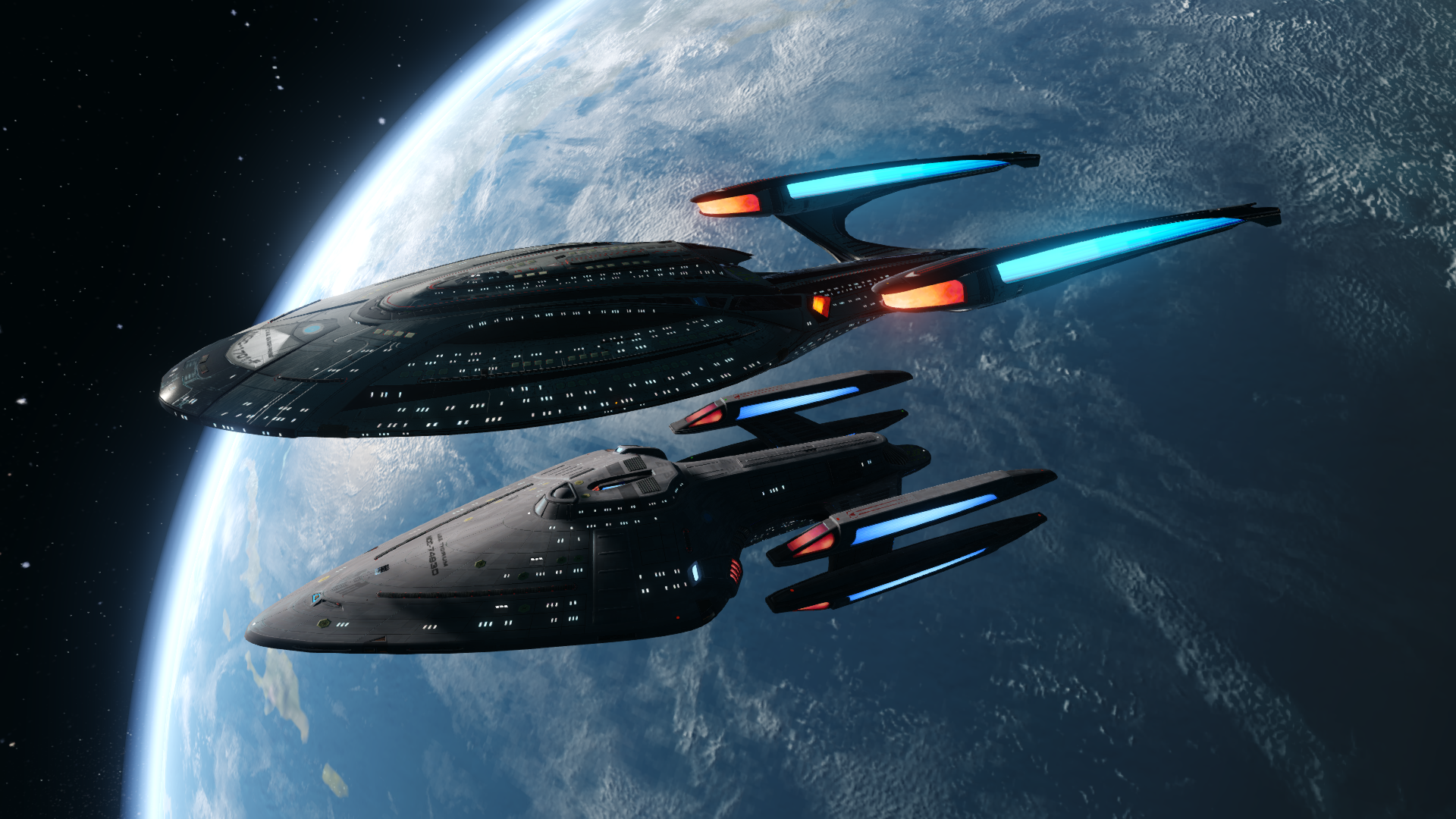 Star Trek Online size comparison of the Typhon and Enterprise-F